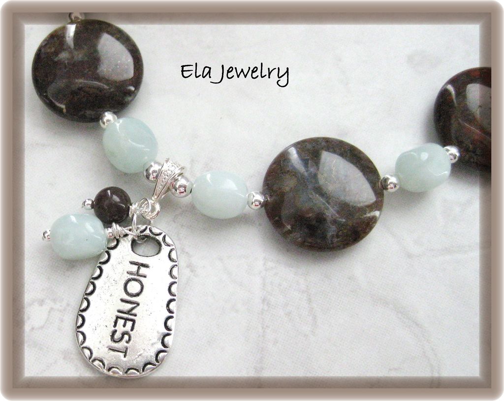 Silver Charm with Amazonite and Pietersite Necklace Silver Charm with Amazonite and Pietersite Necklace