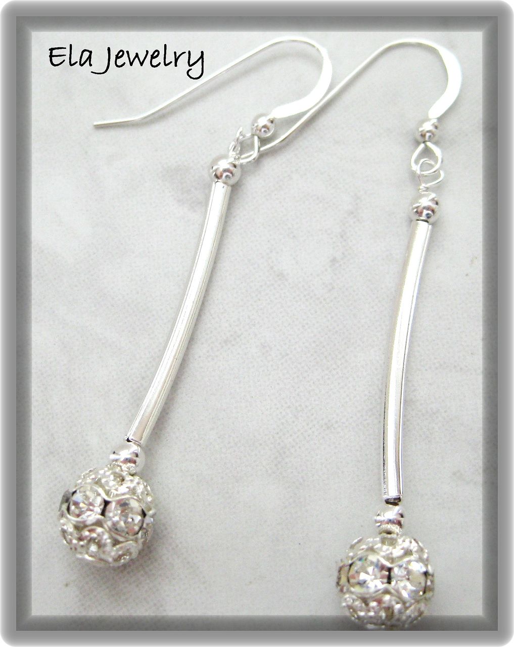 Silver Tube with Crystal Studded Earrings Silver Tube with Crystal Studded Earrings