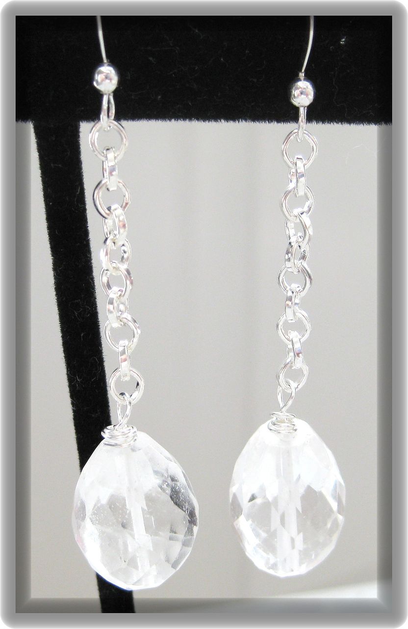 Crystal Quartz Faceted Long Earrings Crystal Quartz Faceted Long Earrings