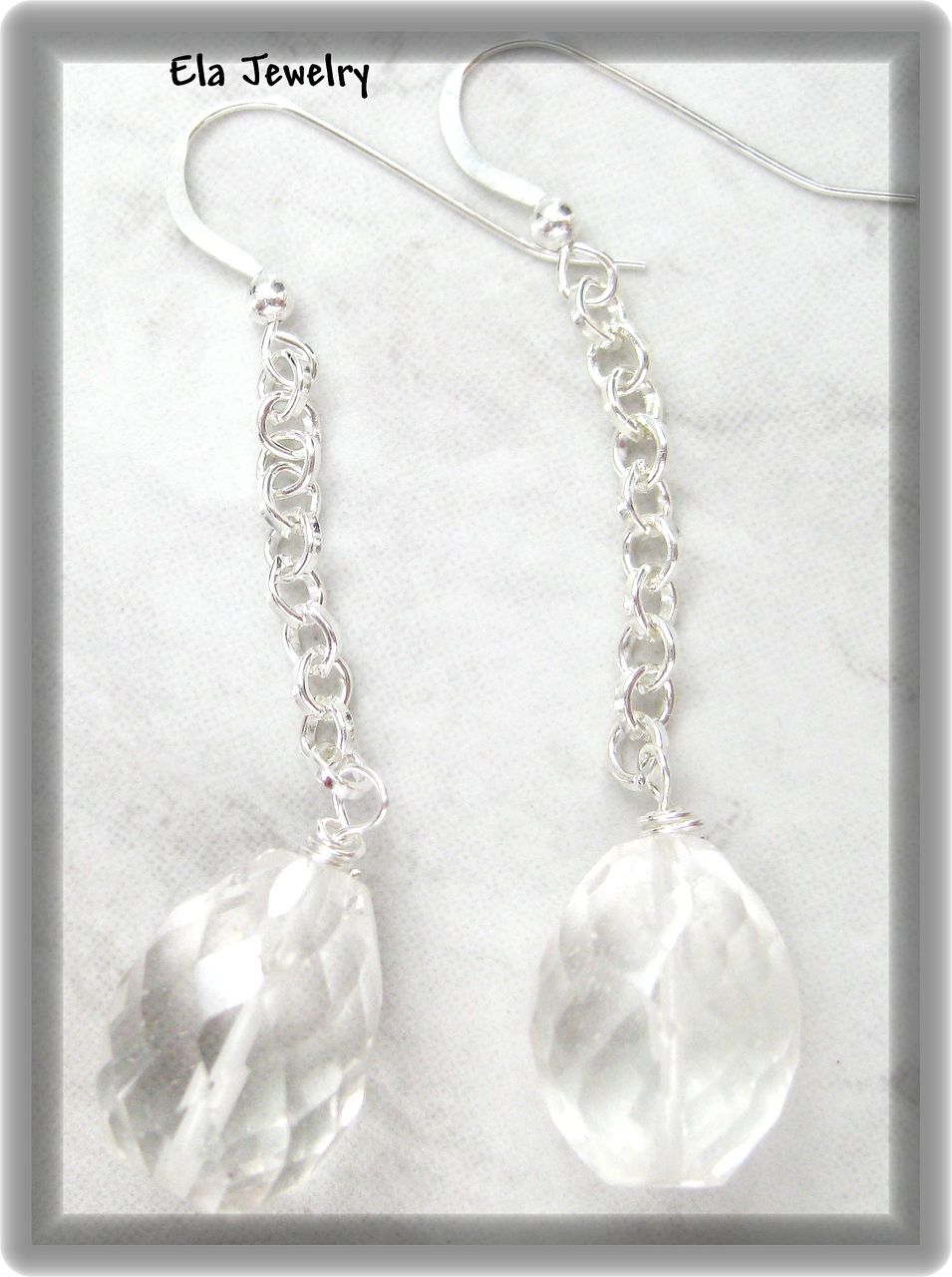 Crystal Quartz Faceted Long Earrings Crystal Quartz Faceted Long Earrings