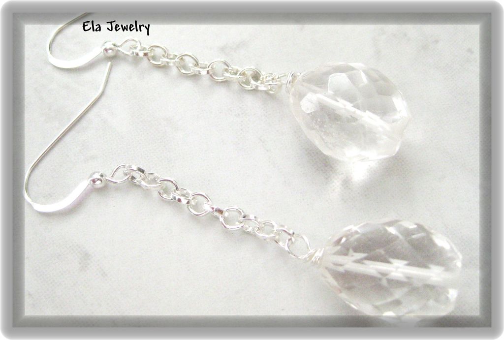 Crystal Quartz Faceted Long Earrings Crystal Quartz Faceted Long Earrings