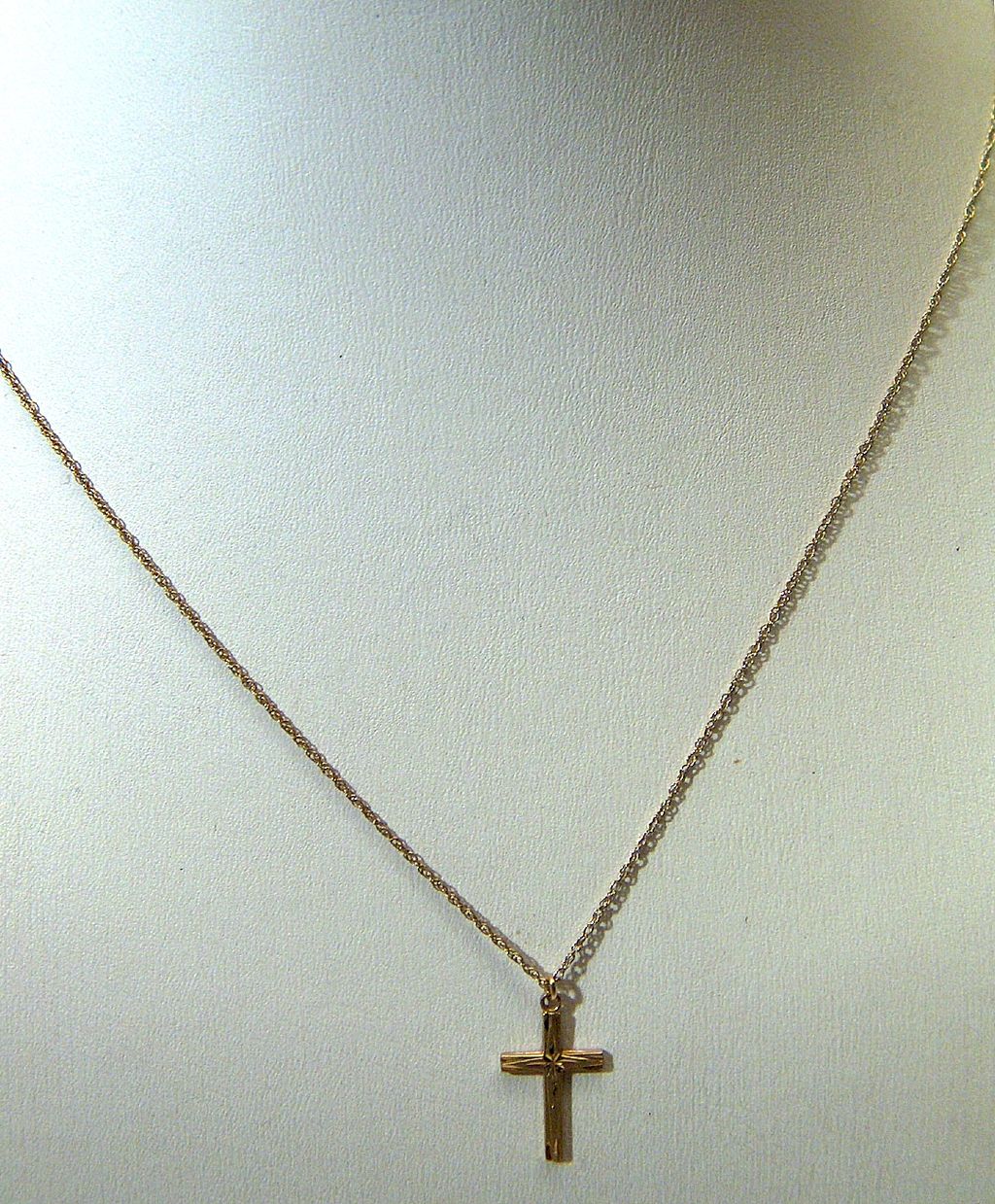 Vintage signed PPC 14K Gold Filled Engraved Cross Pendant ~ Chain from