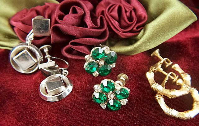 Vintage Earrings Assortment ~ 3 Pair Screwbacks Rhinestones Vintage Earrings Assortment ~ 3 Pair Screwbacks Rhinestones