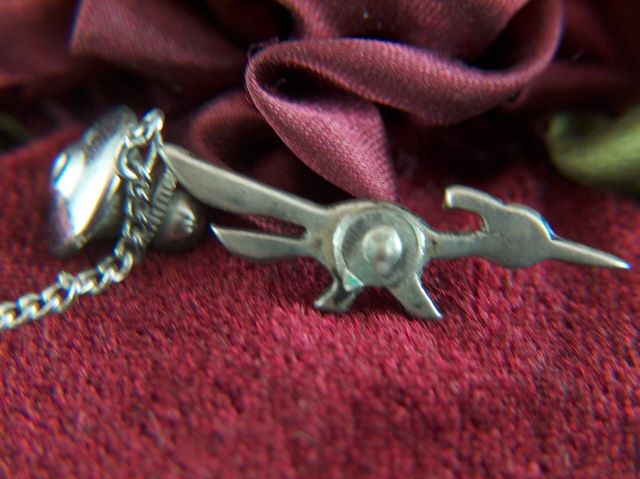 Vintage Sterling Silver Roadrunner with Inlaid Turquoise Tie Tac - Lapel Pin Vintage Sterling Silver Roadrunner with Inlaid Turquoise Tie Tac - Lapel Pin