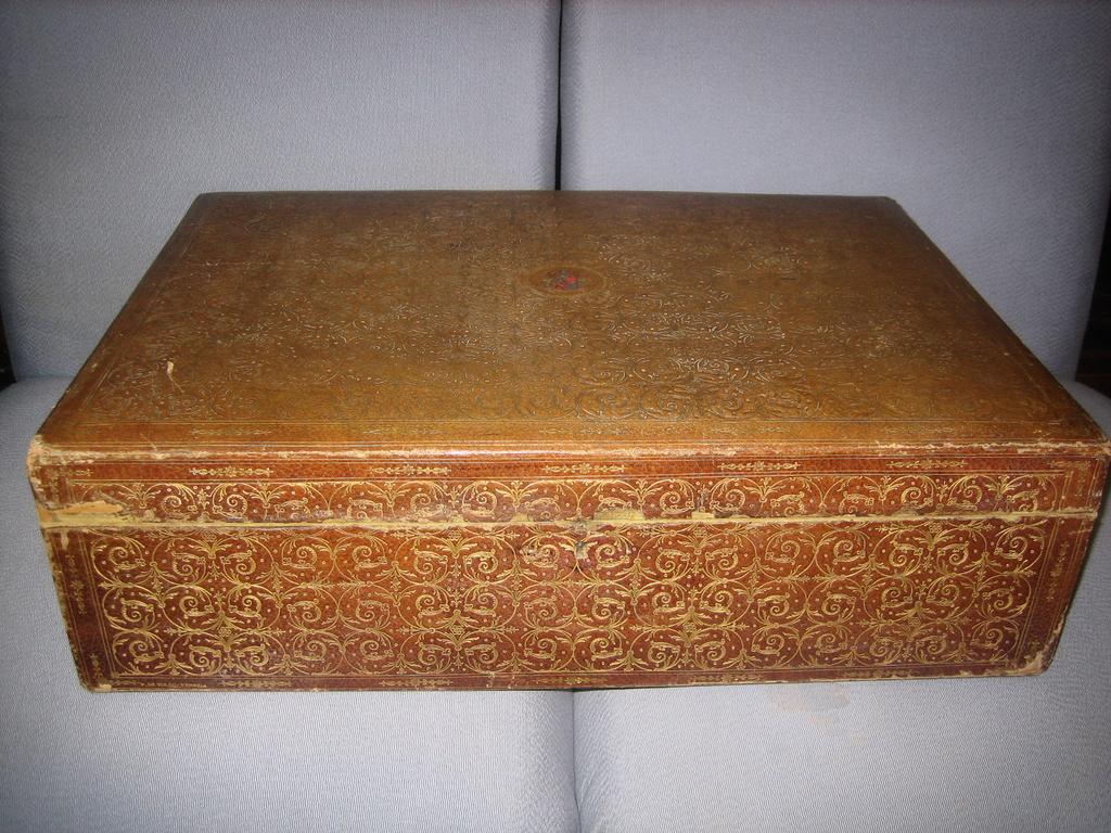 Large Antique Italian Leather Box Large Antique Italian Leather Box