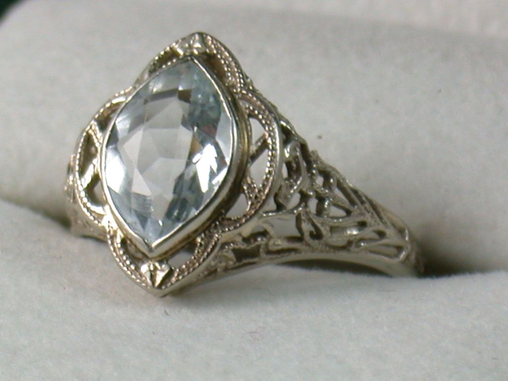 14K Filigree Aqua Ring 14K Filigree Aqua Ring