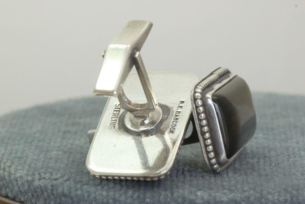 Sterling R.E. Babcock Tiger Eye Cuff Links Sterling R.E. Babcock Tiger Eye Cuff Links