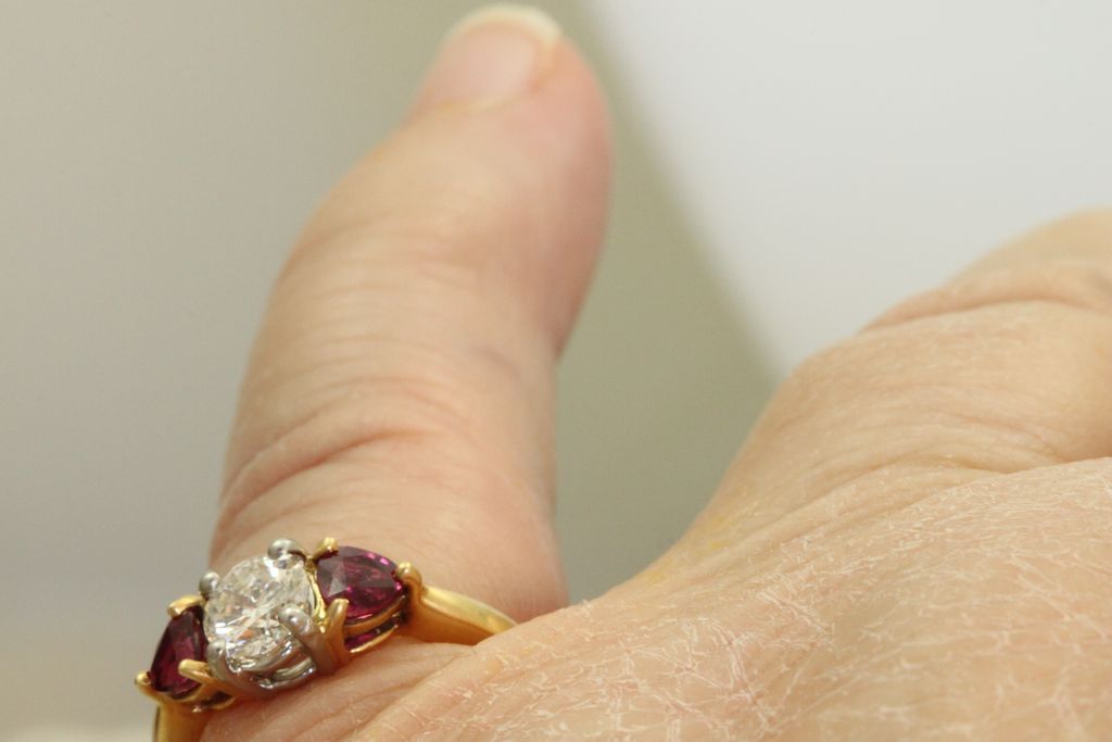 Estate 18K /Platinum 0.65 CT Diamond and Ruby Ring Estate 18K /Platinum 0.65 CT Diamond and Ruby Ring