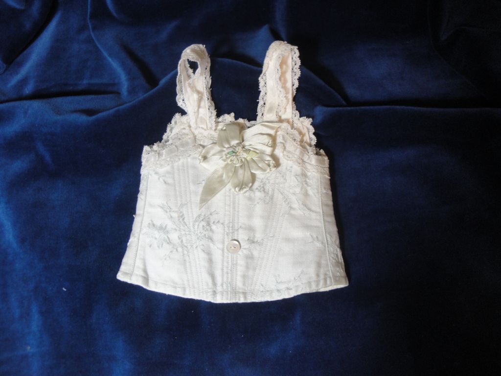Gorgeous Antique Doll Corset-Blue Brocade Gorgeous Antique Doll Corset-Blue Brocade