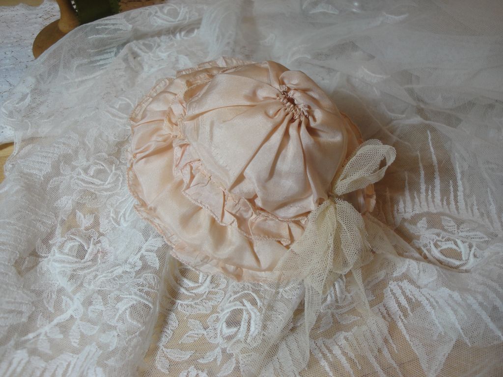Dainty Pink Silk Doll Bonnet Dainty Pink Silk Doll Bonnet