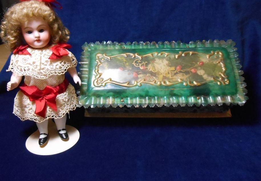 Delightful All Bisque Kestner in Christmas Gift Box Delightful All Bisque Kestner in Christmas Gift Box