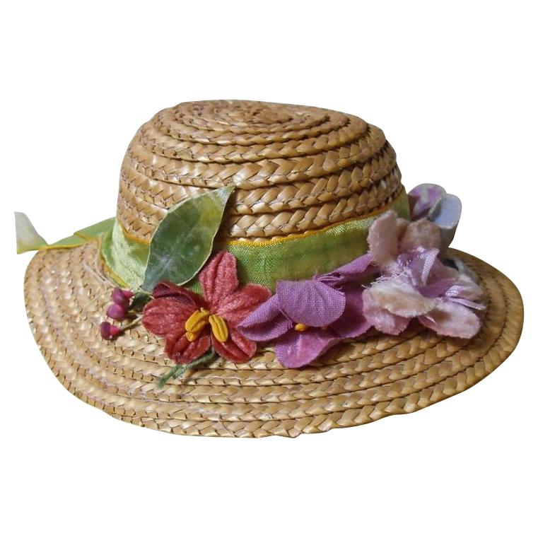 Old Dolly Straw Bonnet-Lavender Blossoms Old Dolly Straw Bonnet-Lavender Blossoms