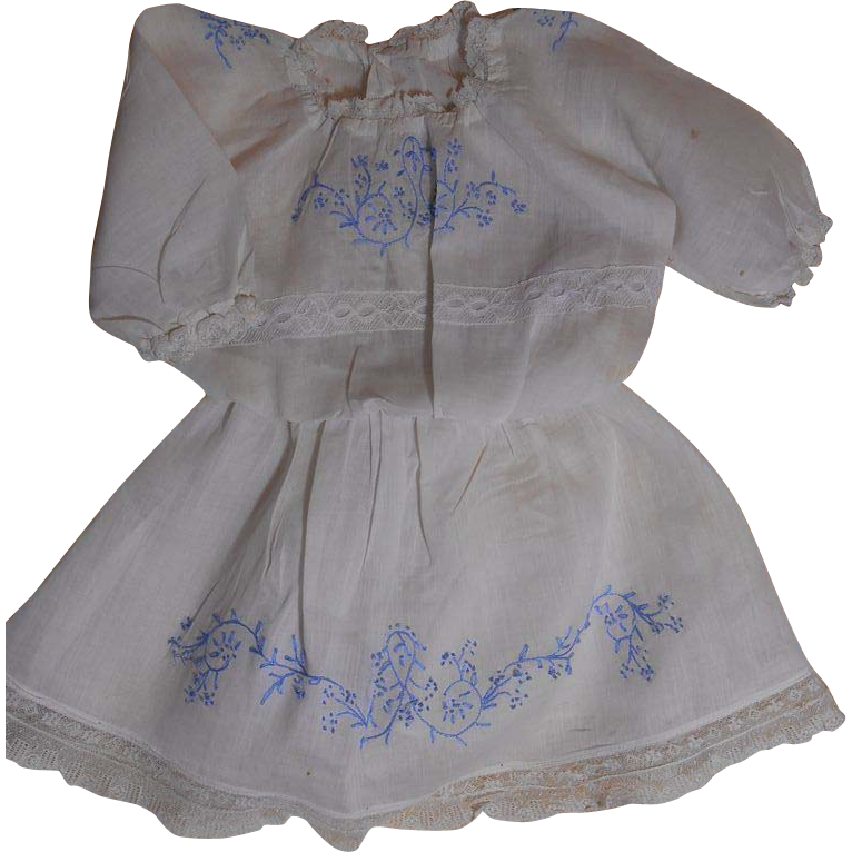 Embroidered Summer Antique Doll Dress Embroidered Summer Antique Doll Dress