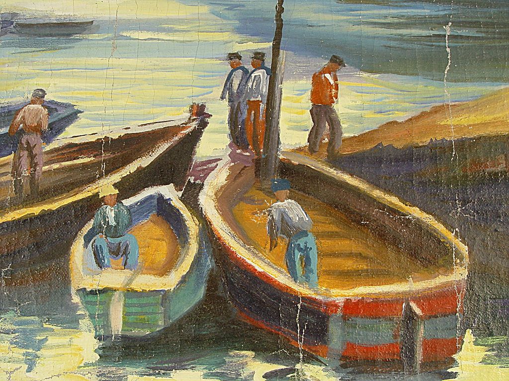 Antique Oil On Canvas Seascape Signed Reina Antique Oil On Canvas Seascape Signed Reina