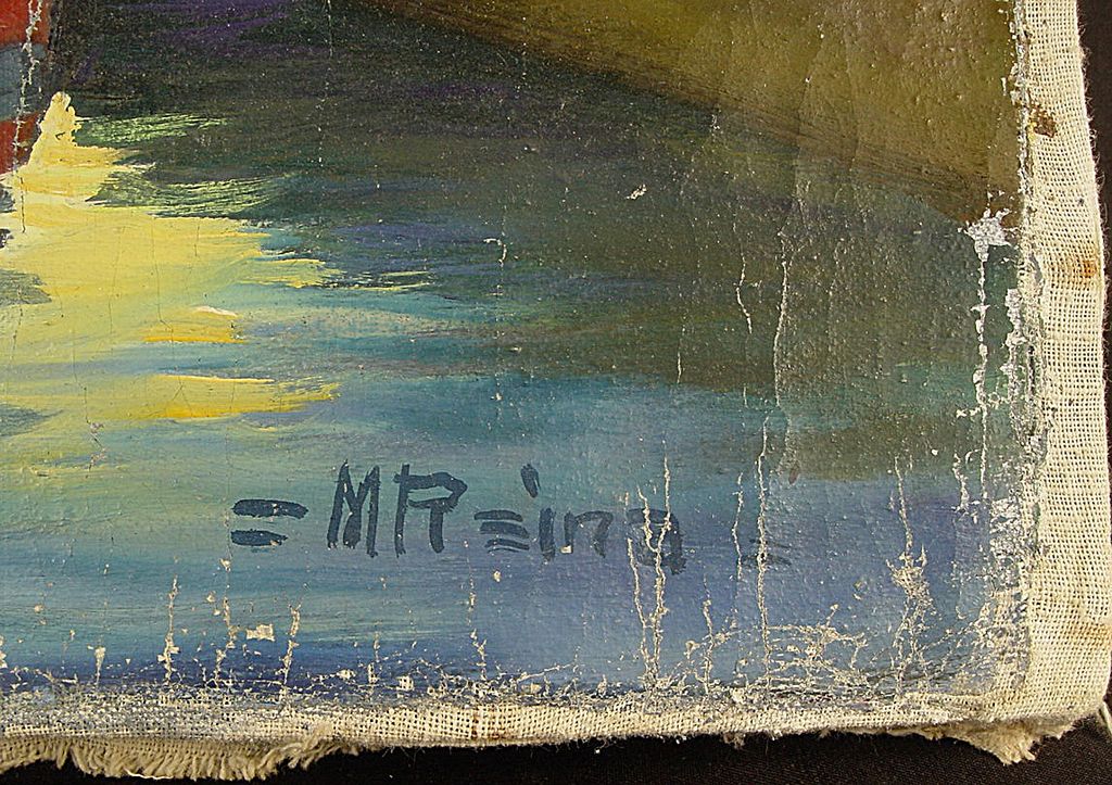Antique Oil On Canvas Seascape Signed Reina Antique Oil On Canvas Seascape Signed Reina