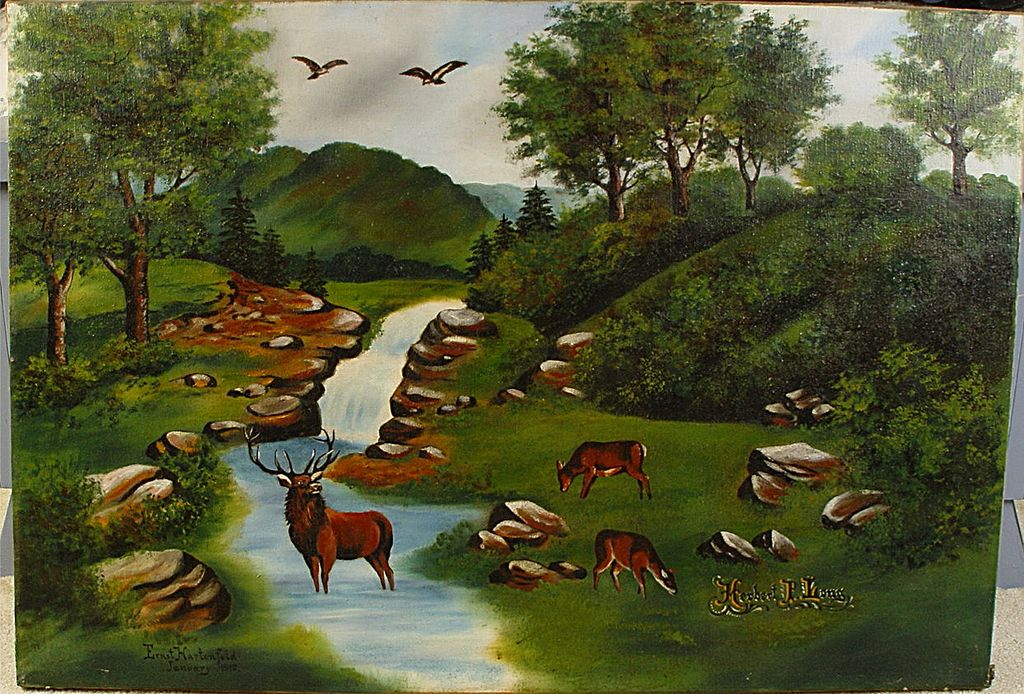 Vintage 1915 Oil Painting on canvas by Ernest Hartenfeld Vintage 1915 Oil Painting on canvas by Ernest Hartenfeld