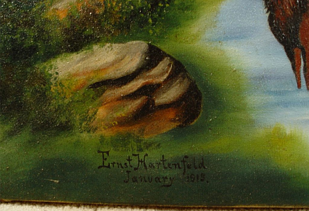 Vintage 1915 Oil Painting on canvas by Ernest Hartenfeld Vintage 1915 Oil Painting on canvas by Ernest Hartenfeld