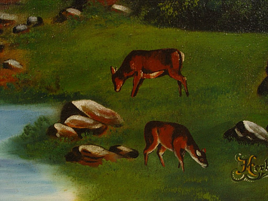 Vintage 1915 Oil Painting on canvas by Ernest Hartenfeld Vintage 1915 Oil Painting on canvas by Ernest Hartenfeld