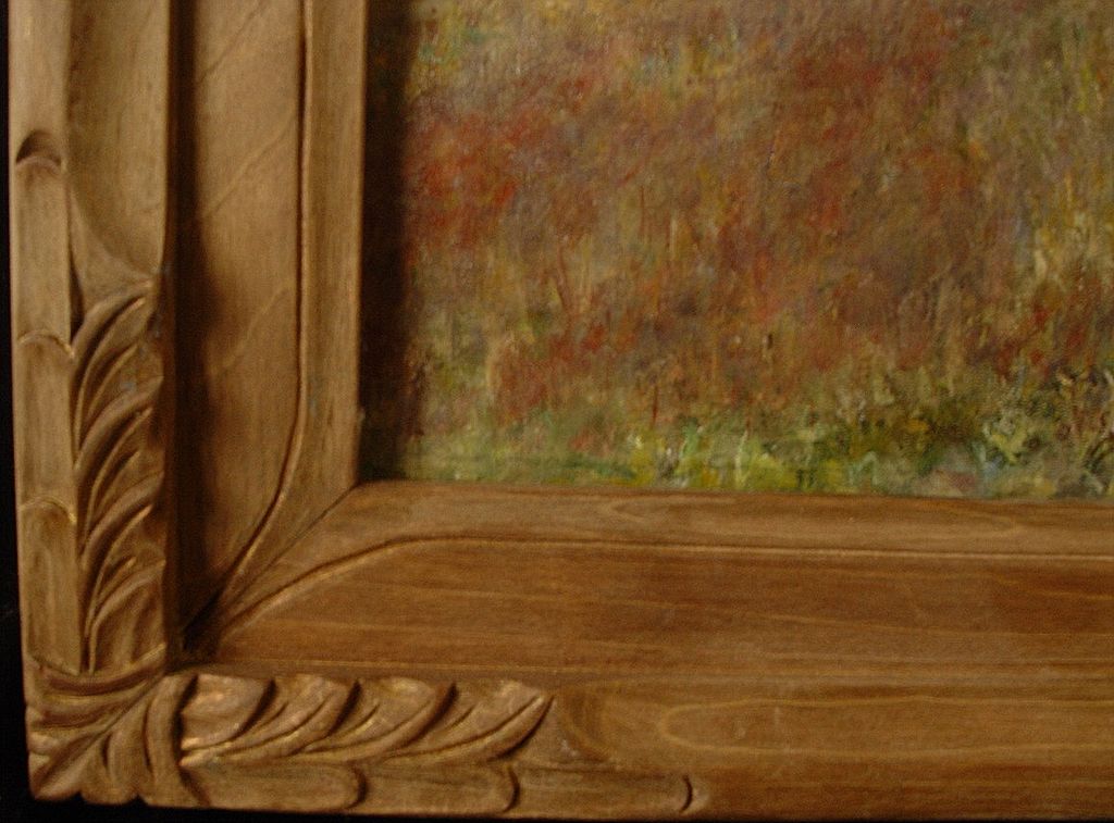 Vintage 1914 Western Mountain Scene Carved Period Frame Vintage 1914 Western Mountain Scene Carved Period Frame