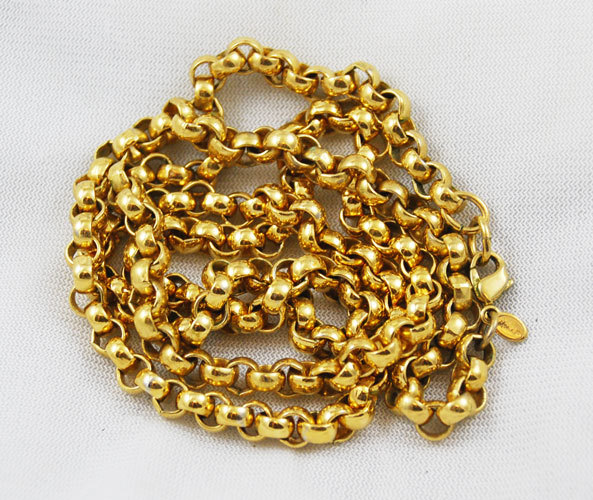 Heavy Gold Plated Chain Necklace Extra Long from estatebeads on