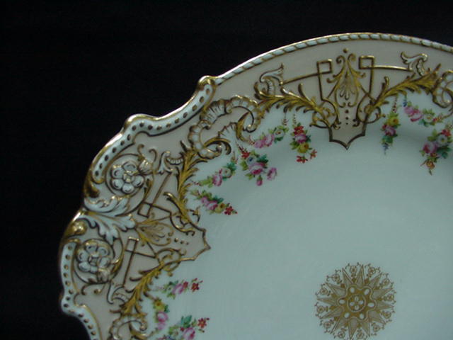 Copeland English Cake Plate, Geometrics, Floral Garlands, Gold Copeland English Cake Plate, Geometrics, Floral Garlands, Gold
