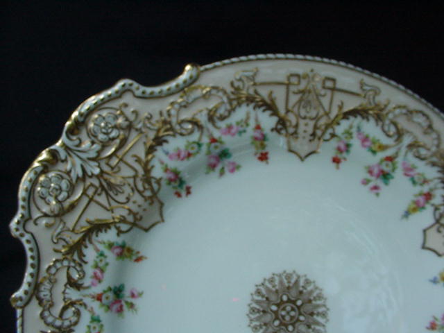 Copeland English Cake Plate, Geometrics, Floral Garlands, Gold Copeland English Cake Plate, Geometrics, Floral Garlands, Gold