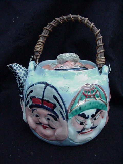 Early 20th C. Japanese Porcelain Teapot, Twig Handle Early 20th C. Japanese Porcelain Teapot, Twig Handle