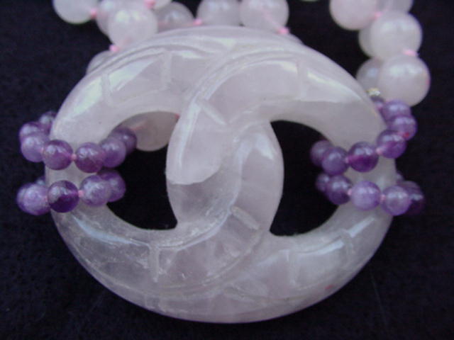 Rose Quartz Beaded Necklace with Amethyst Accents Rose Quartz Beaded Necklace with Amethyst Accents