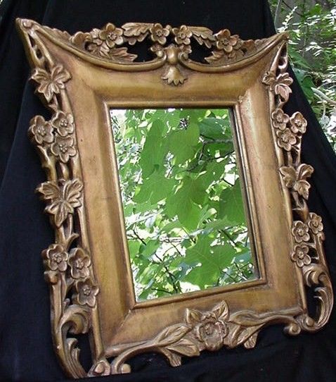 Art Nouveau Gilt Decorated, Carved Mirror, Rectangular with Floral Swags Art Nouveau Gilt Decorated, Carved Mirror, Rectangular with Floral Swags