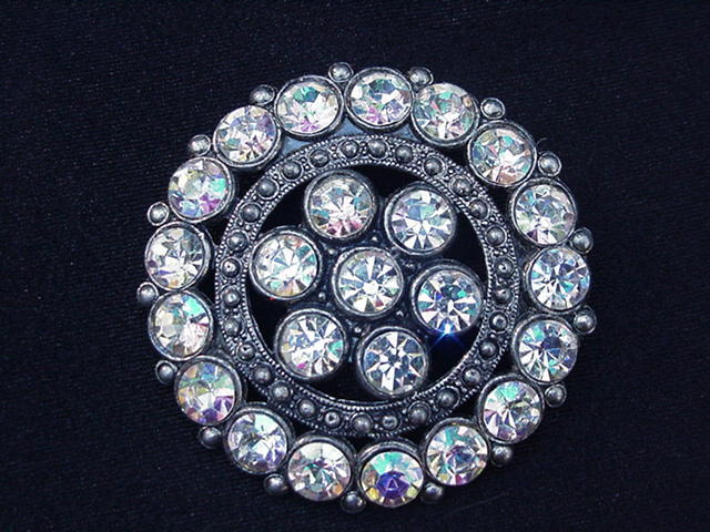 Fabulous Pair Aurora Borealis Rhinestone Coat Buttons in Metal Backing Fabulous Pair Aurora Borealis Rhinestone Coat Buttons in Metal Backing