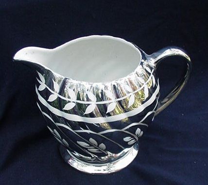 Sadler Silver Luster Pitcher, Leaf Design, England Sadler Silver Luster Pitcher, Leaf Design, England