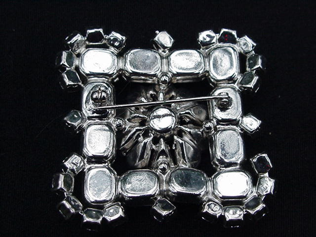 Big, Bold Rhinestone Block Square Pin w Center Star, Vintage Estate Find Big, Bold Rhinestone Block Square Pin w Center Star, Vintage Estate Find