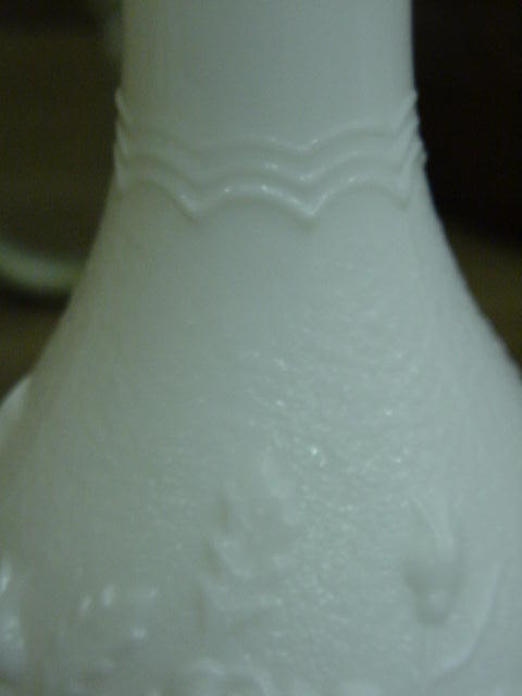 Pair of Imperial Glass Vases, Milk Glass w Roses Pair of Imperial Glass Vases, Milk Glass w Roses
