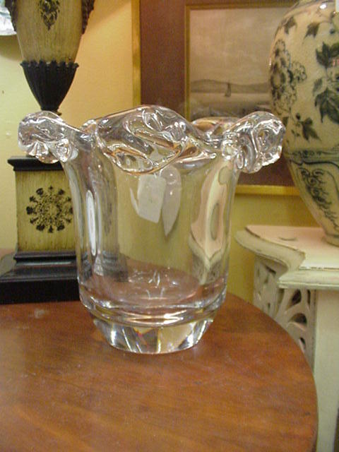 Daum Crystal Vase or Champagne Bucket, Heavy, Heavy Glass Daum Crystal Vase or Champagne Bucket, Heavy, Heavy Glass
