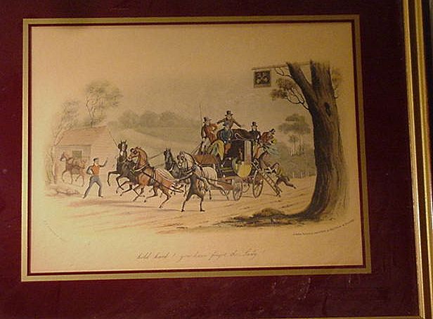 19th C. English Coaching Scene, Hand-Colored Print, C.B. Newhouse 19th C. English Coaching Scene, Hand-Colored Print, C.B. Newhouse
