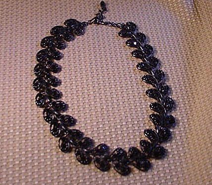 Black Metal Necklace with Black Glass Faceted Stones Black Metal Necklace with Black Glass Faceted Stones