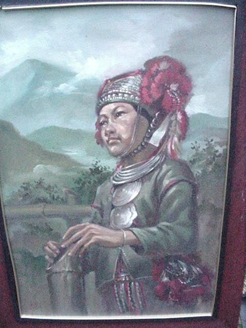 Vintage Oil on Board Figurative Study of Southeast Asian Hill Tribe Woman Vintage Oil on Board Figurative Study of Southeast Asian Hill Tribe Woman
