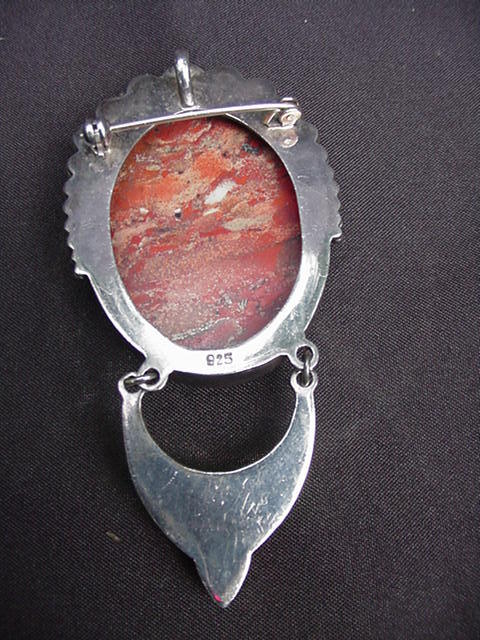 Distinctive Sterling Silver Pin/Pendant w Large Oval Stone Distinctive Sterling Silver Pin/Pendant w Large Oval Stone