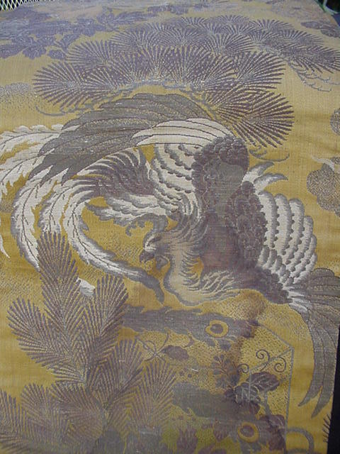 Vintage Obi with Birds of Paradise, Chrysanthemums, Pine Images Vintage Obi with Birds of Paradise, Chrysanthemums, Pine Images
