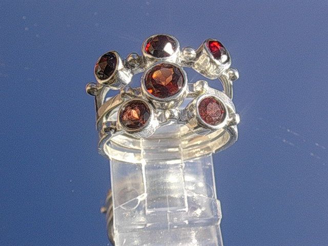 Sterling Red on Red Garnet Stacking Rings Sterling Red on Red Garnet Stacking Rings