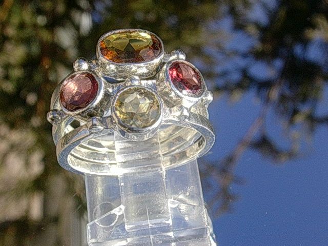 Sterling Multi Gemstone Foursome Stacking Rings Sterling Multi Gemstone Foursome Stacking Rings