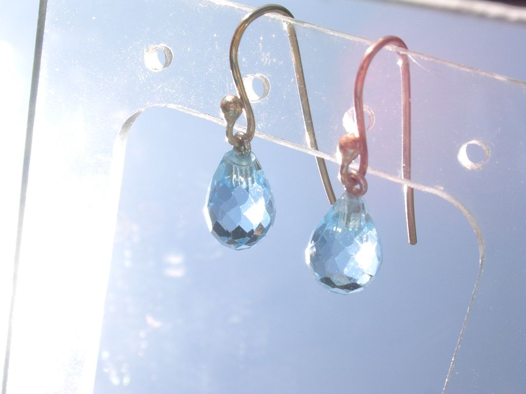 14kt Powder Blue Topaz Briolette Dangle Earrings 14kt Powder Blue Topaz Briolette Dangle Earrings