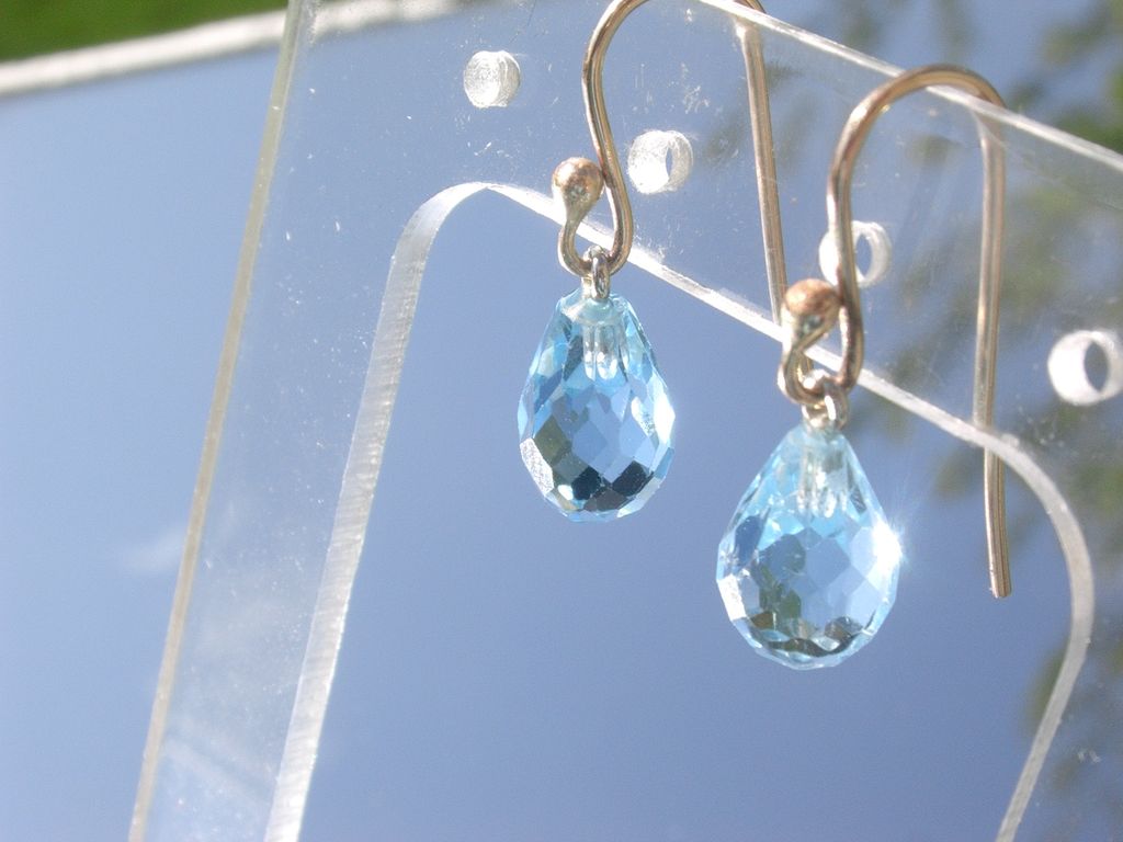 14kt Powder Blue Topaz Briolette Dangle Earrings 14kt Powder Blue Topaz Briolette Dangle Earrings