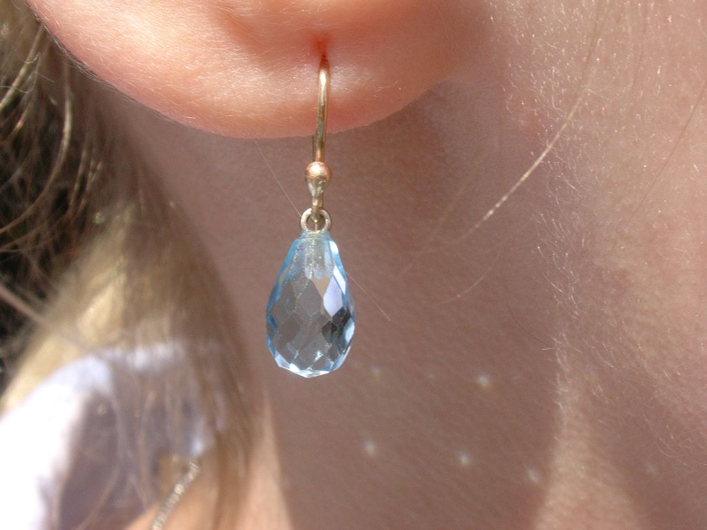 14kt Powder Blue Topaz Briolette Dangle Earrings 14kt Powder Blue Topaz Briolette Dangle Earrings