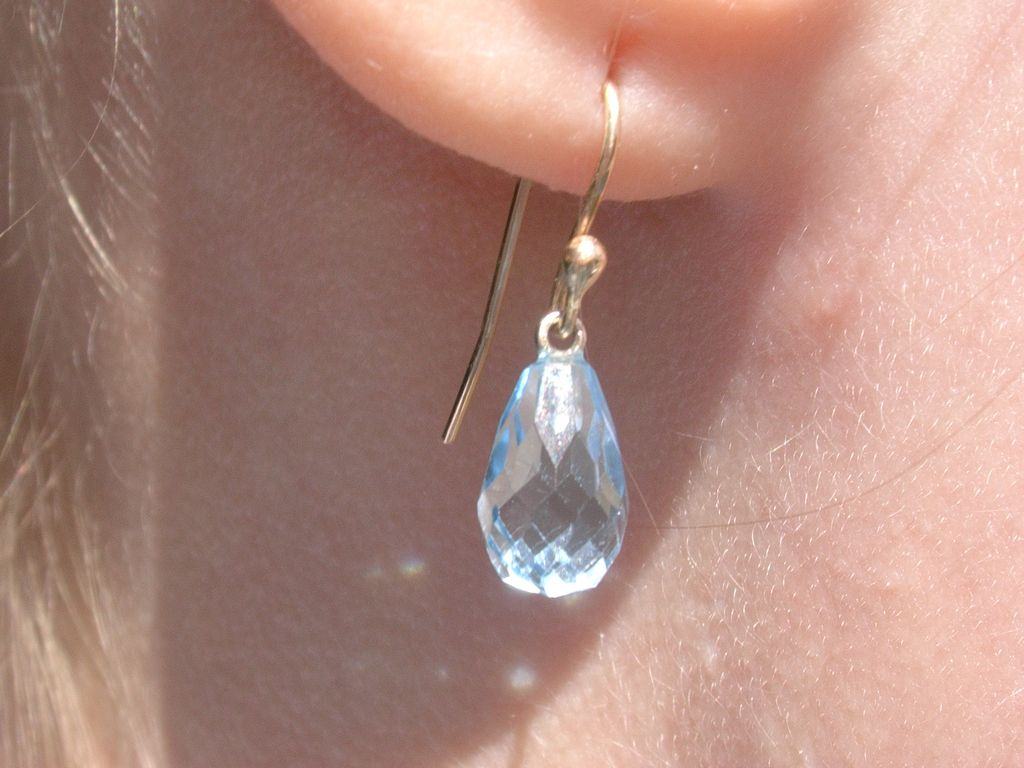14kt Powder Blue Topaz Briolette Dangle Earrings 14kt Powder Blue Topaz Briolette Dangle Earrings