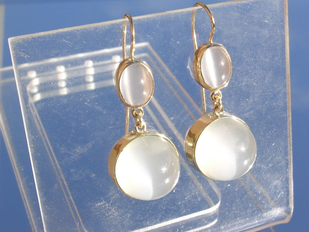 14kt Multi Moonstone Dangle Earrings 14kt Multi Moonstone Dangle Earrings
