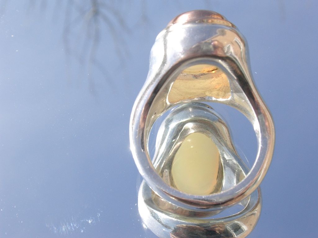 Sterling/9kt Pink Gold Large Oval Opal Unisex Ring Sterling/9kt Pink Gold Large Oval Opal Unisex Ring