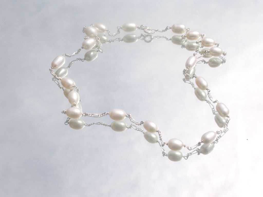 Sterling Multi Oval Shaped Freshwater Pearl Necklace Sterling Multi Oval Shaped Freshwater Pearl Necklace