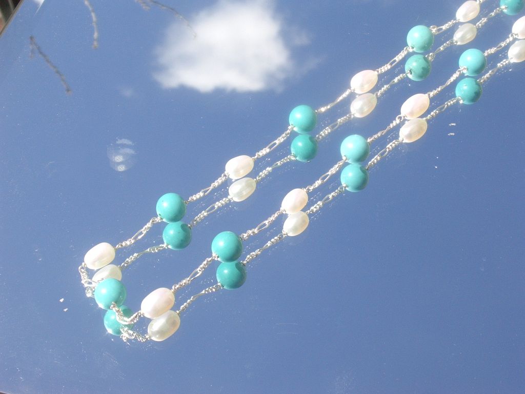 Sterling Turquoise/Freshwater Pearl Necklace Sterling Turquoise/Freshwater Pearl Necklace