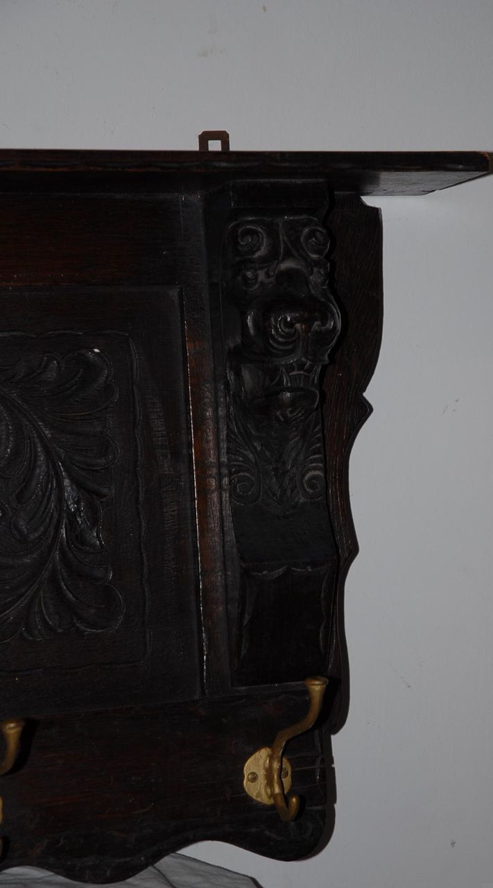 Spanish Antique Hand Carved Wood Coat-rack, Figural Decor Spanish Antique Hand Carved Wood Coat-rack, Figural Decor